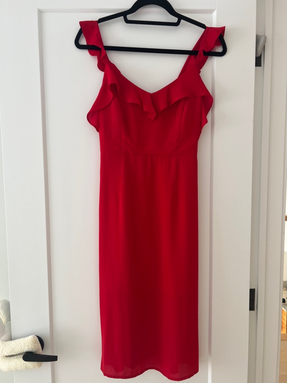 Forever 21 Red Ruffle-Shoulder Midi Dress
